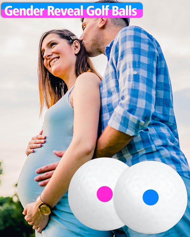 THIODOON 3 Pack Exploding Balls for Golf Party Gender Reveal Prank Funny Joke for Golfers - 3 Piece Set (3 White/Blue & Pink & White) - Image 2